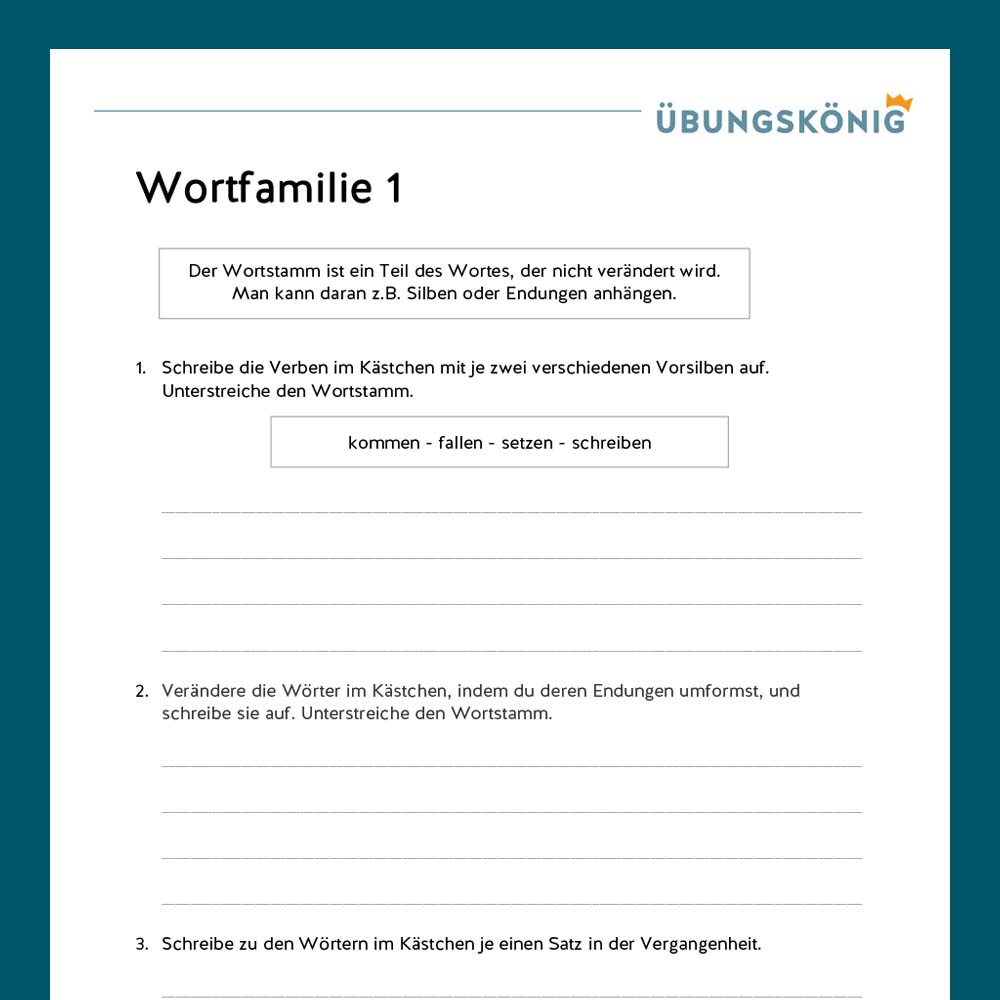 Königspaket: Wortfamilie (Deutsch, Mittelschule)