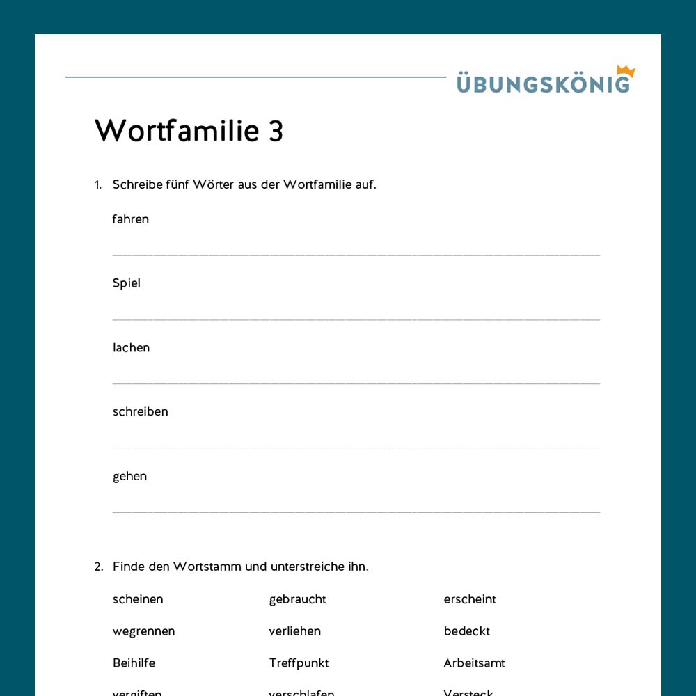 Königspaket: Wortfamilie (Deutsch, Mittelschule)