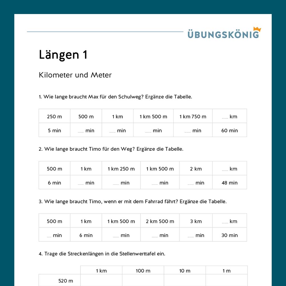 Königspaket: Längen im ZR 1 000  (Mathe, Mittelschule)
