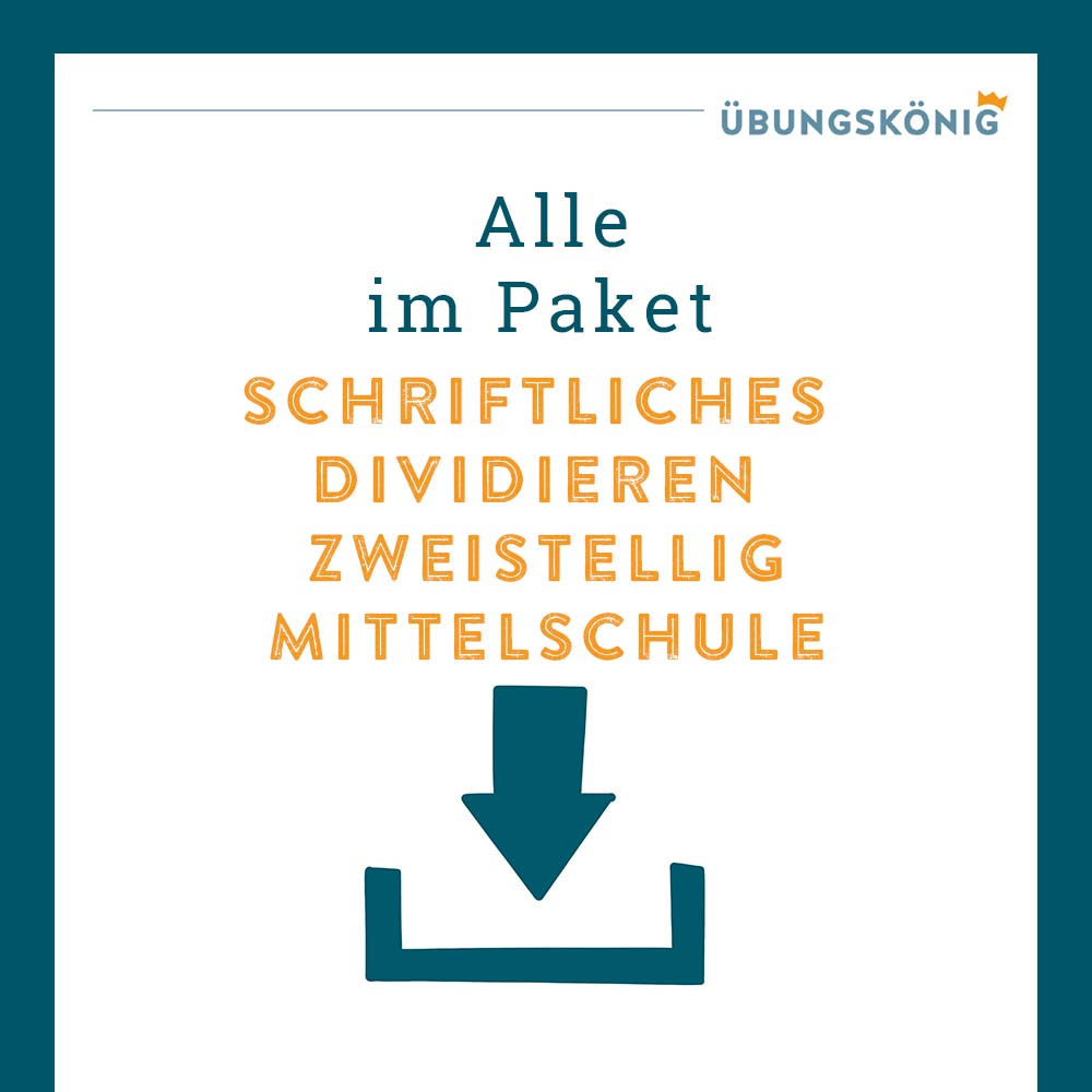 Königspaket: Schriftliches Dividieren, zweistellig (Mathe, Mittelschule)