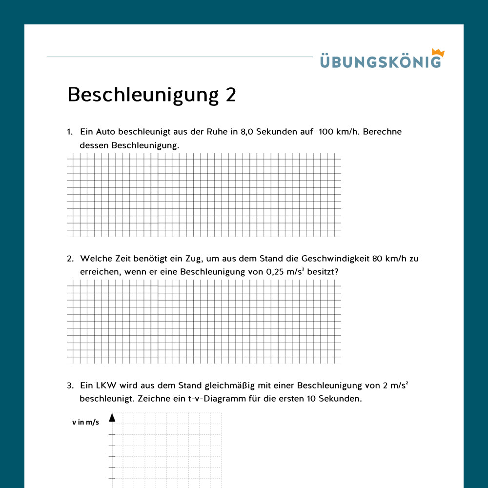 Königspaket: Beschleunigung (Physik, 7. Klasse)
