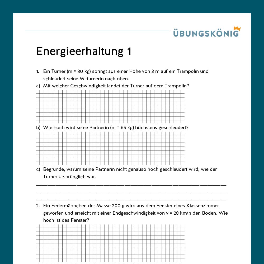 Königspaket: Energieerhaltung (Physik, 8. Klasse)