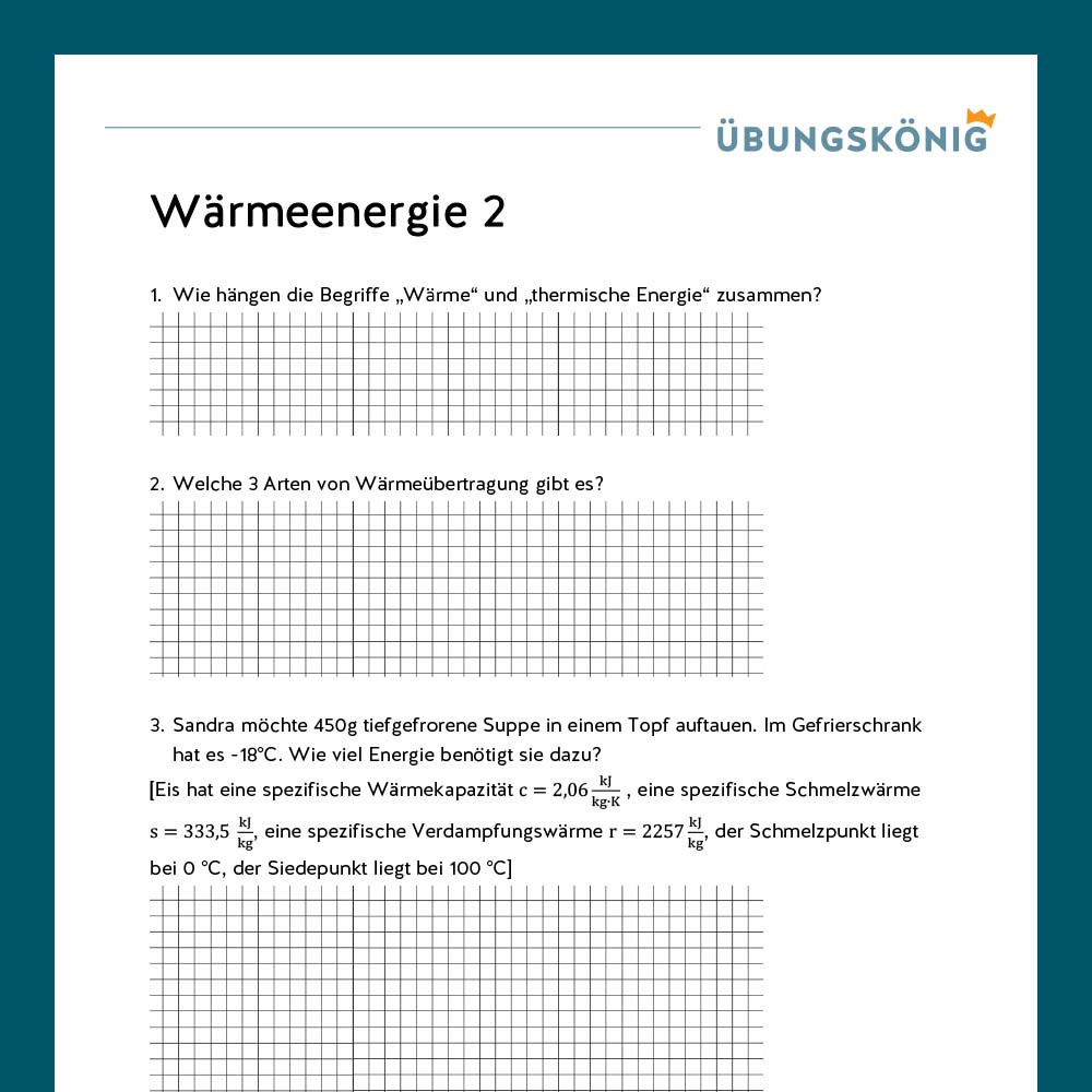 Königspaket: Wärmeenergie (Physik, 8. Klasse)