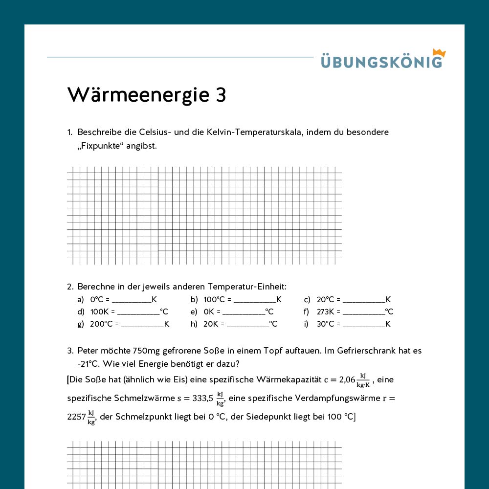 Königspaket: Wärmeenergie (Physik, 8. Klasse)
