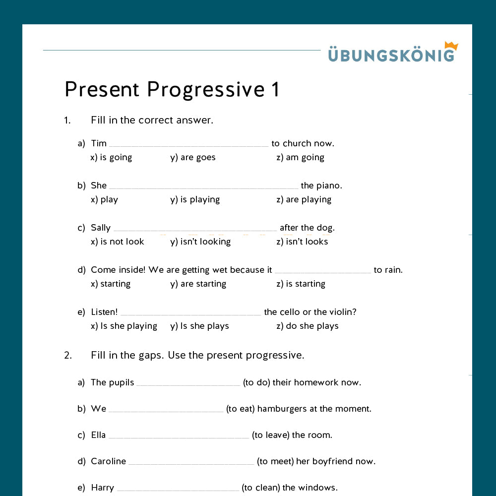 Königspaket: Present Progressive - Gap Texts (Englisch, 5. Klasse) - inklusive Test!