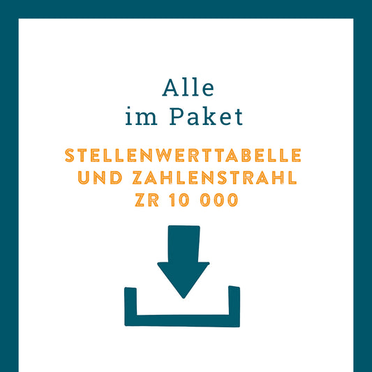 Königspaket: Stellenwerttabelle und Zahlenstrahl im Zahlenraum 10 000 (Mathe, 4. Klasse)