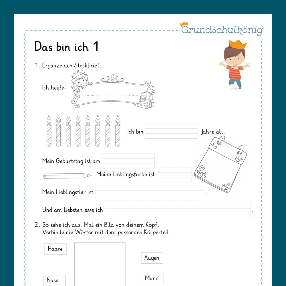 Königspaket: Das bin ich (Deutsch, Sachkunde, 1. & 2. Klasse) - inklusive Test