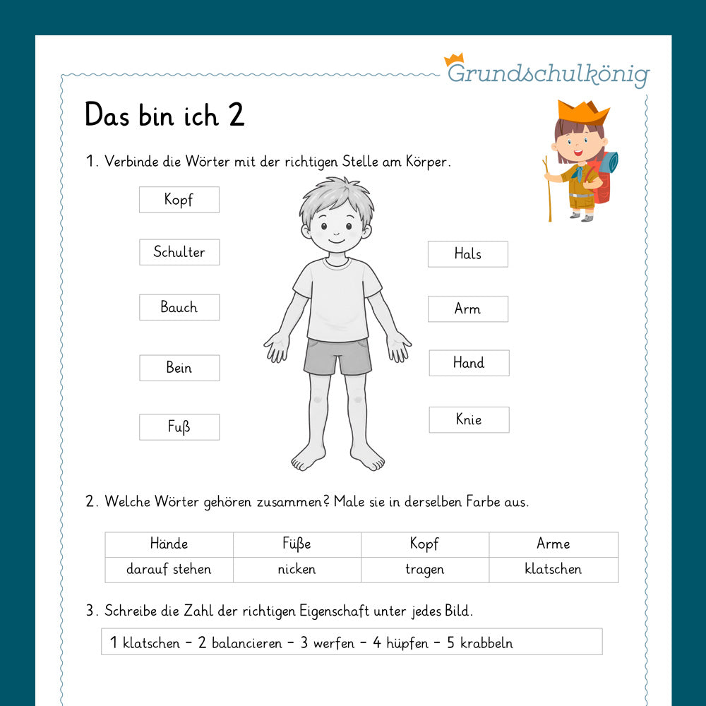 Königspaket: Das bin ich (Deutsch, Sachkunde, 1. & 2. Klasse) - inklusive Test