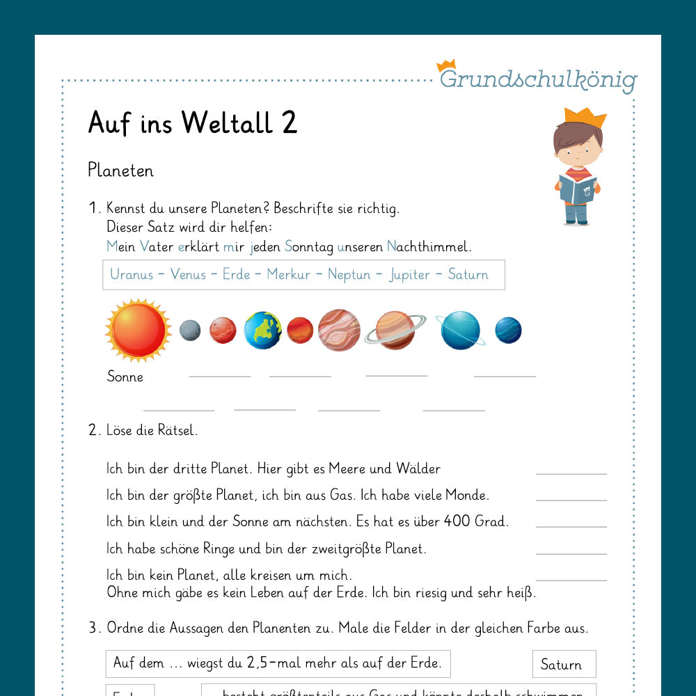Königspaket: Weltall und Planeten (Sachkunde) - inklusive Test