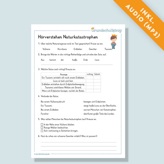 Hörverstehen "Naturkatastrophen" inkl. Audio (Deutsch, 4. Klasse)