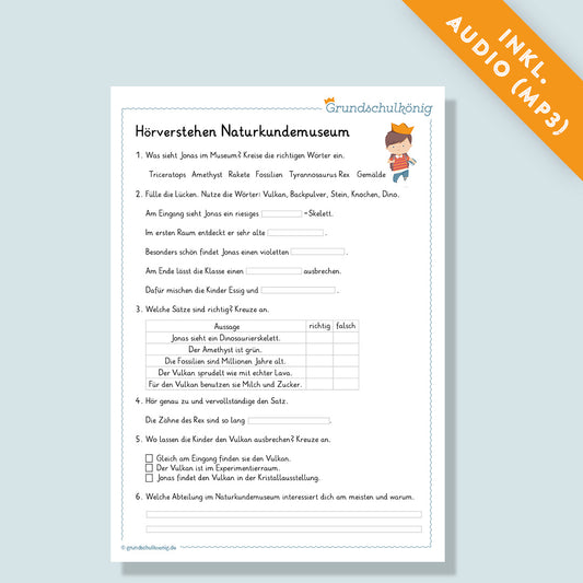Hörverstehen "Naturkundemuseum" inkl. Audio (Deutsch, 3. Klasse)