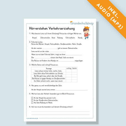 Hörverstehen "Verkehrserziehung" inkl. Audio (Deutsch, 4. Klasse)