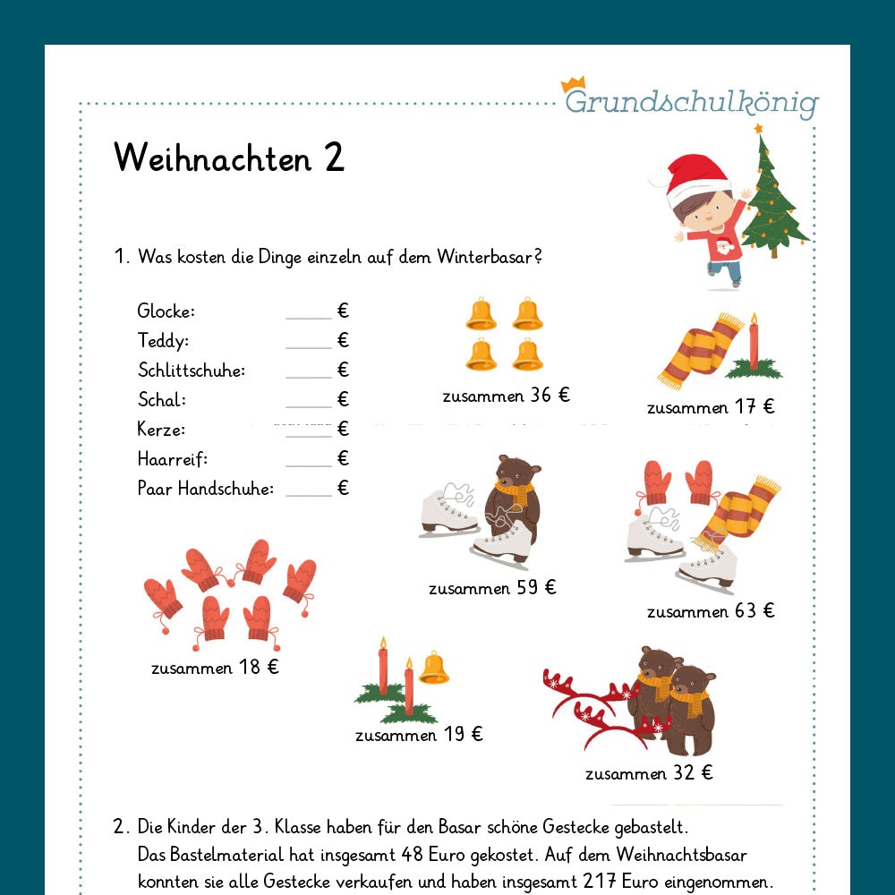 Königspaket: Weihnachten & Winter (Mathe, 4. Klasse)