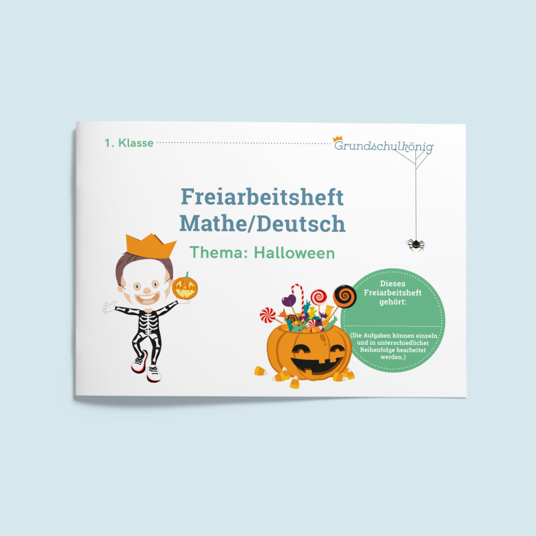 Freiarbeitsheft für die 1. Klasse: Halloween (Mathe & Deutsch)