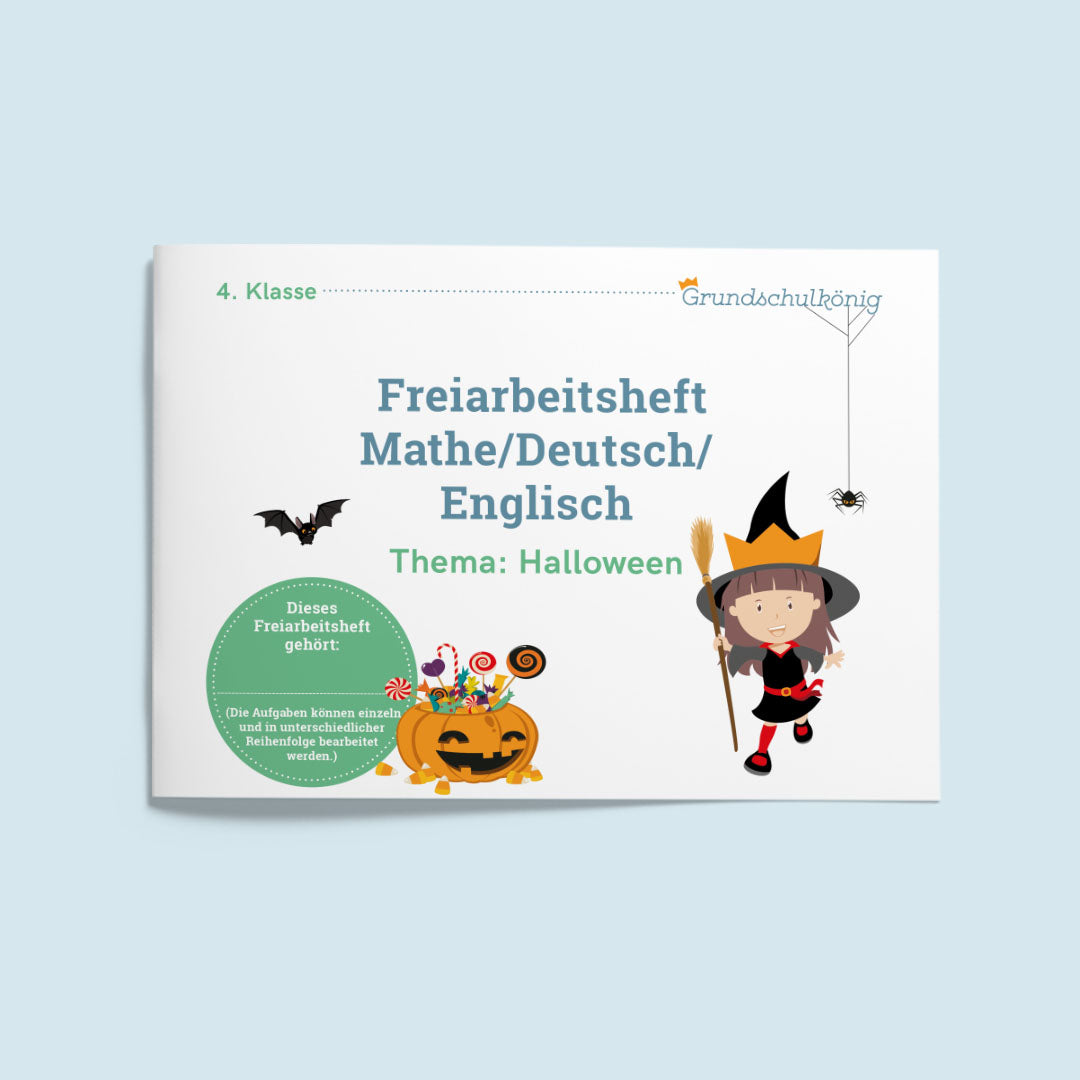 Freiarbeitsheft für die 4. Klasse: Halloween (Mathe, Deutsch & Englisch)