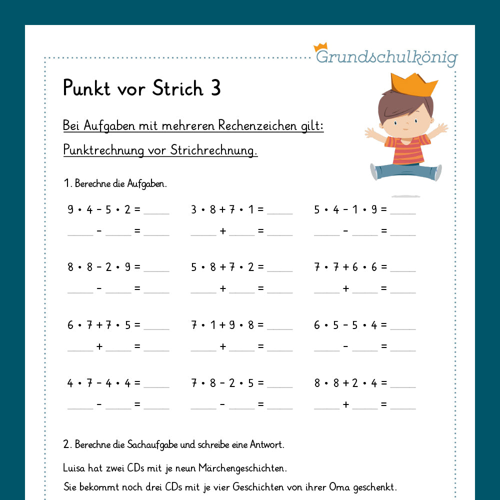 Königspaket: Punkt vor Strich (Mathe, 3. Klasse) - inklusive Test!