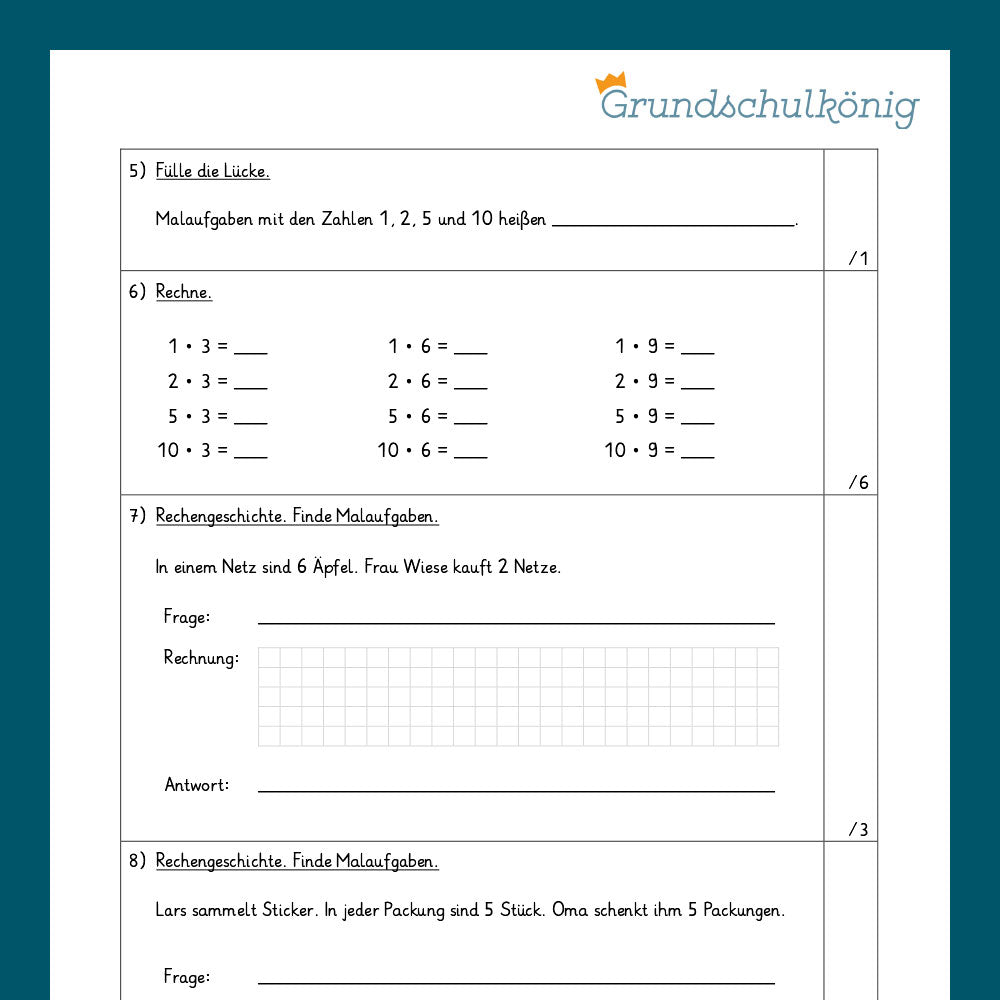 Mathe, 2. Klasse: Zwei Proben - Zahlenoperationen 6