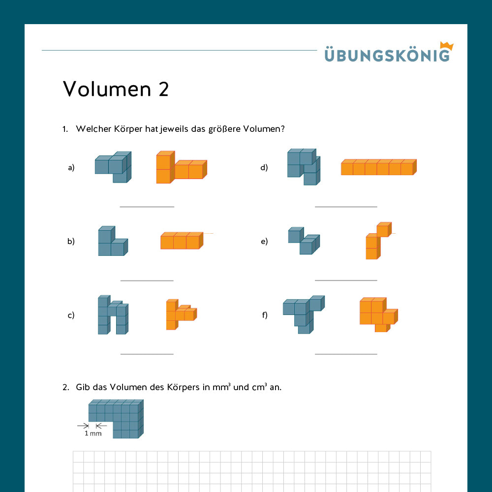 Königspaket: Volumen (Mathe, 6. Klasse)