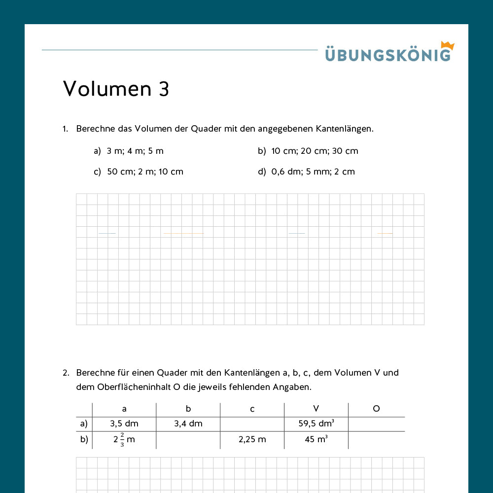 Königspaket: Volumen (Mathe, 6. Klasse)