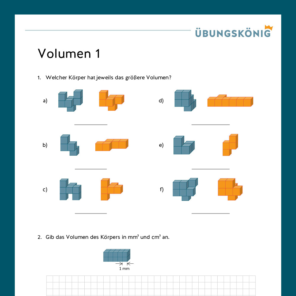 Königspaket: Volumen (Mathe, 6. Klasse)