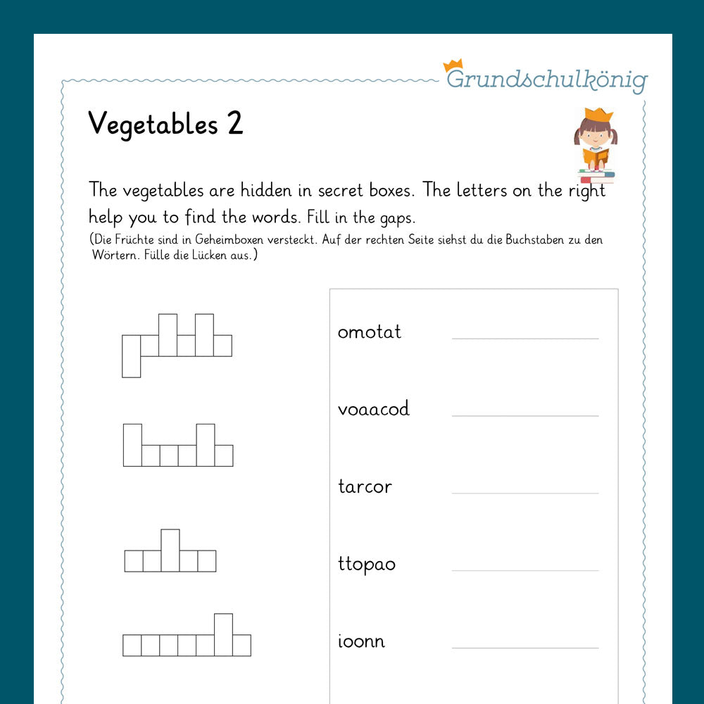 Königspaket: vegetables (Englisch, 3. & 4. Klasse)