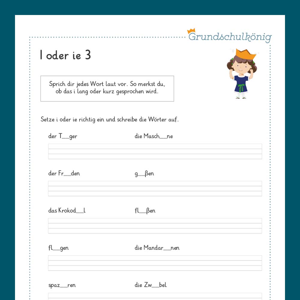 Königspaket: Rechtschreibung - i oder ie? (Deutsch, 1. & 2. Klasse)