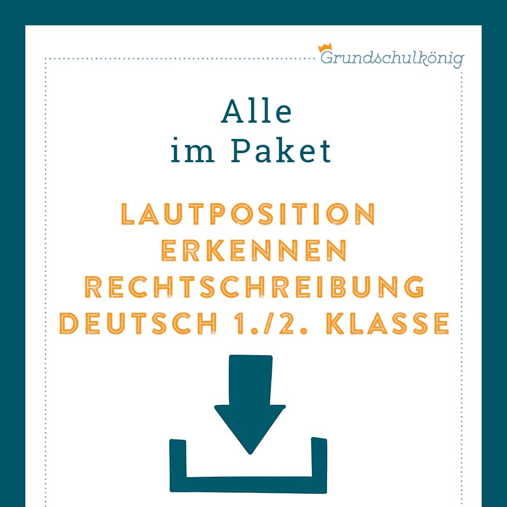 Königspaket: Rechtschreibung - Lautposition erkennen (Deutsch, 1. & 2. Klasse)