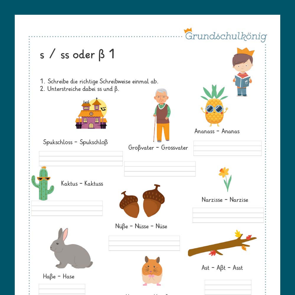 Königspaket: Rechtschreibung - s, ss oder ß? (Deutsch, 1. & 2. Klasse ...