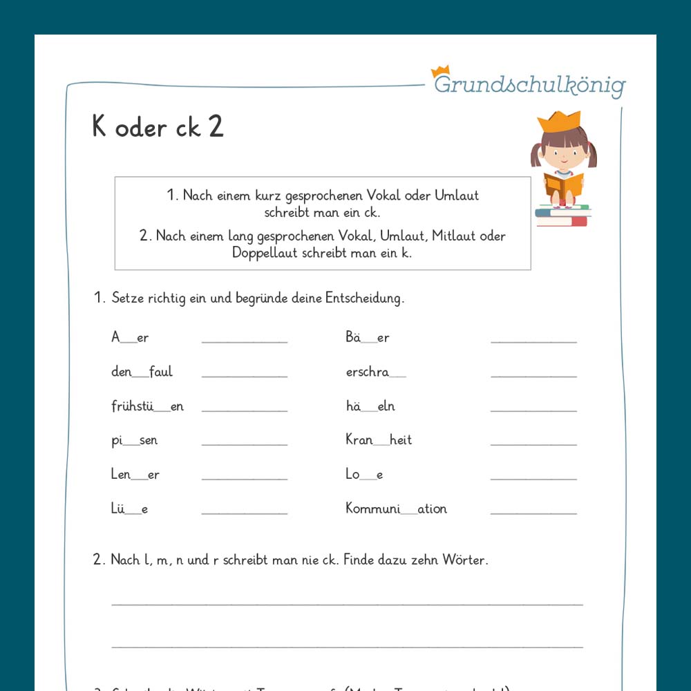 K nigspaket Rechtschreibung K Oder Ck Deutsch 3 4 Klasse k-nigspaket-rechtschreibung-k-oder-ck-deutsch-3-4-klasse