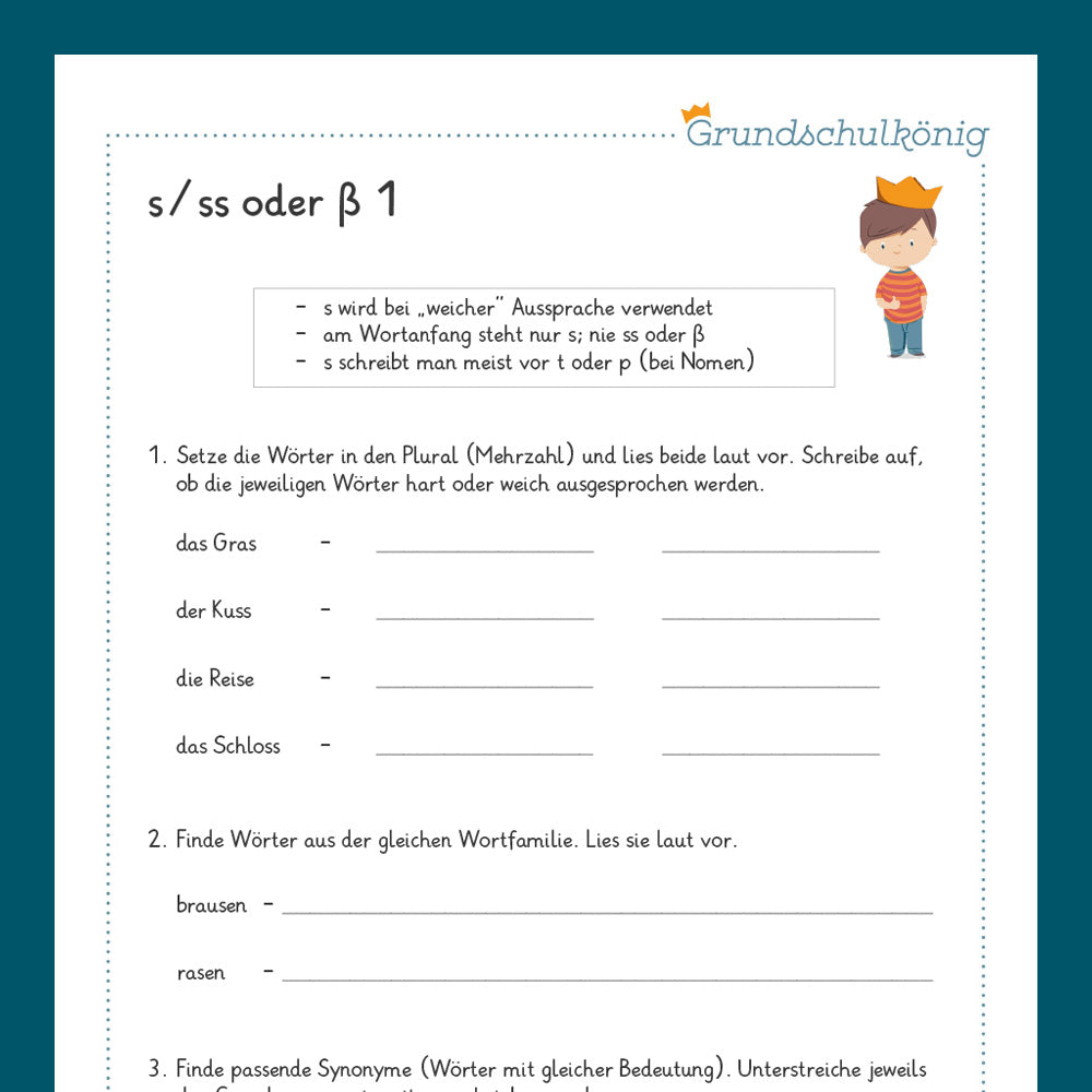 Königspaket: Rechtschreibung - s, ss oder ß? (Deutsch, 3. & 4. Klasse ...