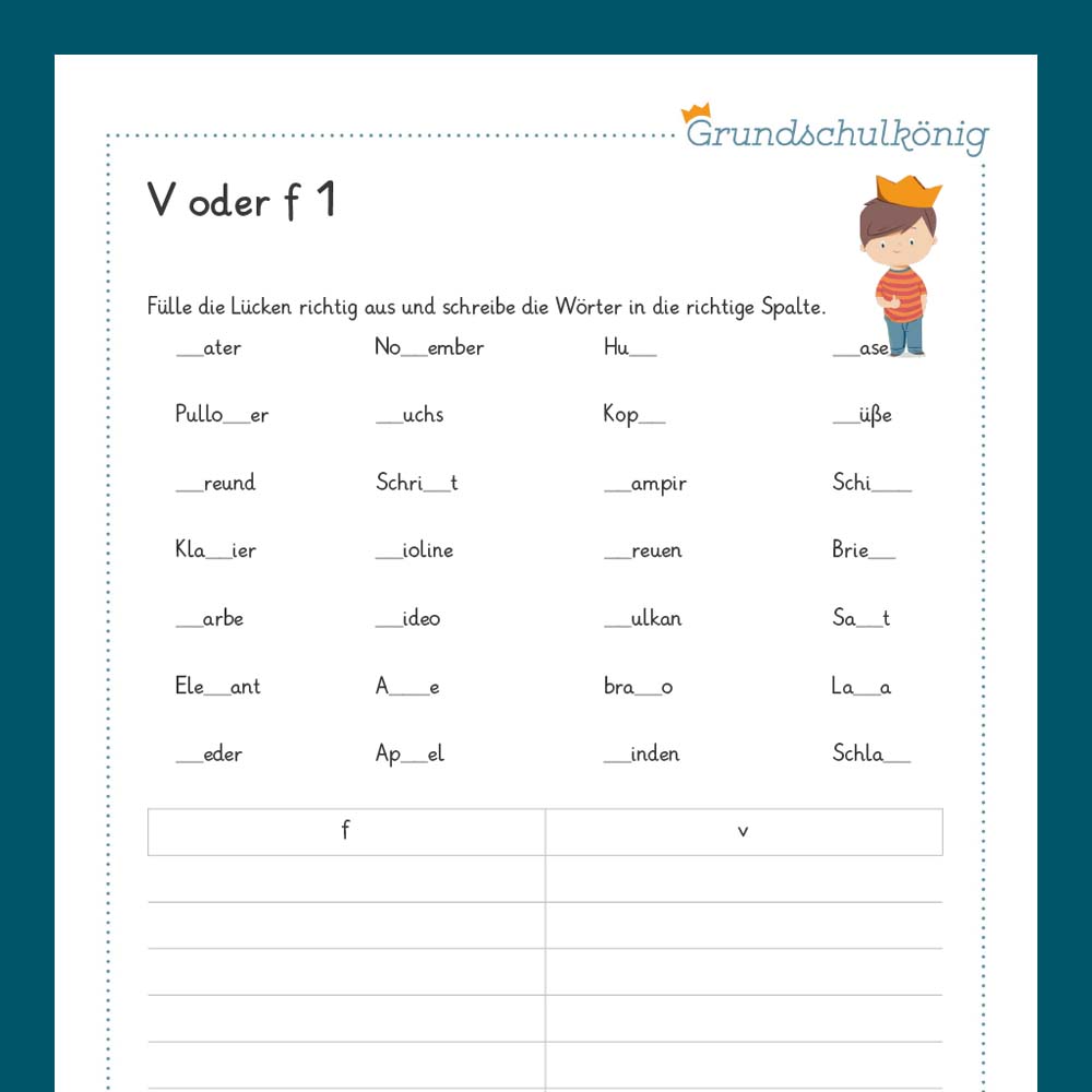 Königspaket: Rechtschreibung - v oder f / z oder tz? (Deutsch, 3. & 4. Klasse)