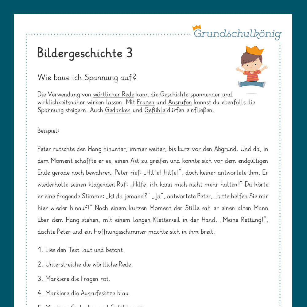 Königspaket: Bildergeschichte (Deutsch, 3. Klasse) - inklusive Test und Checkliste!