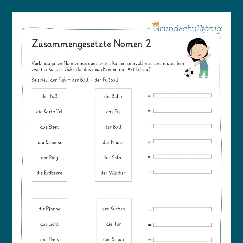 Königspaket: Zusammengesetzte Nomen (Deutsch, 3. Klasse) - inklusive Test!