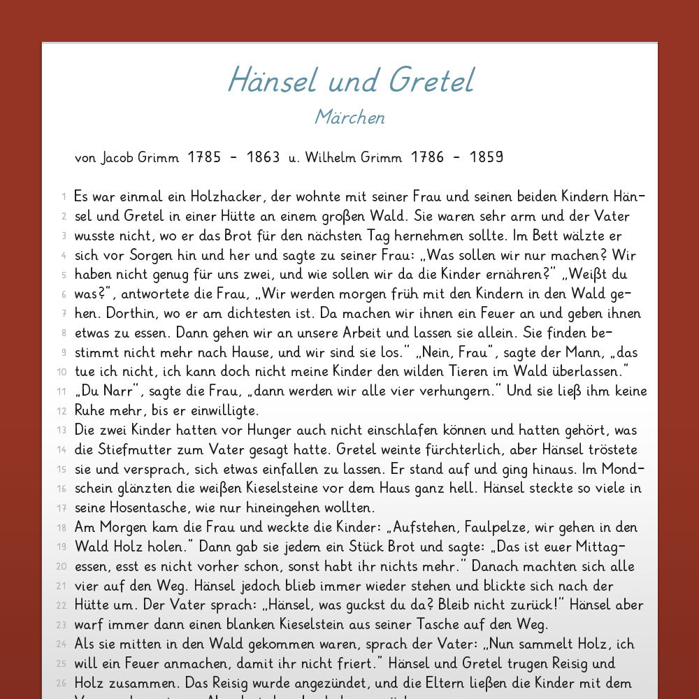 Deutsch, 3. & 4. Klasse: Leseproben 3 - Die Bremer Stadtmusikanten & Hänsel und Gretel