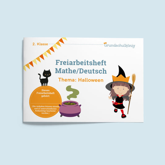 Freiarbeitsheft für die 2. Klasse: Halloween (Mathe & Deutsch)