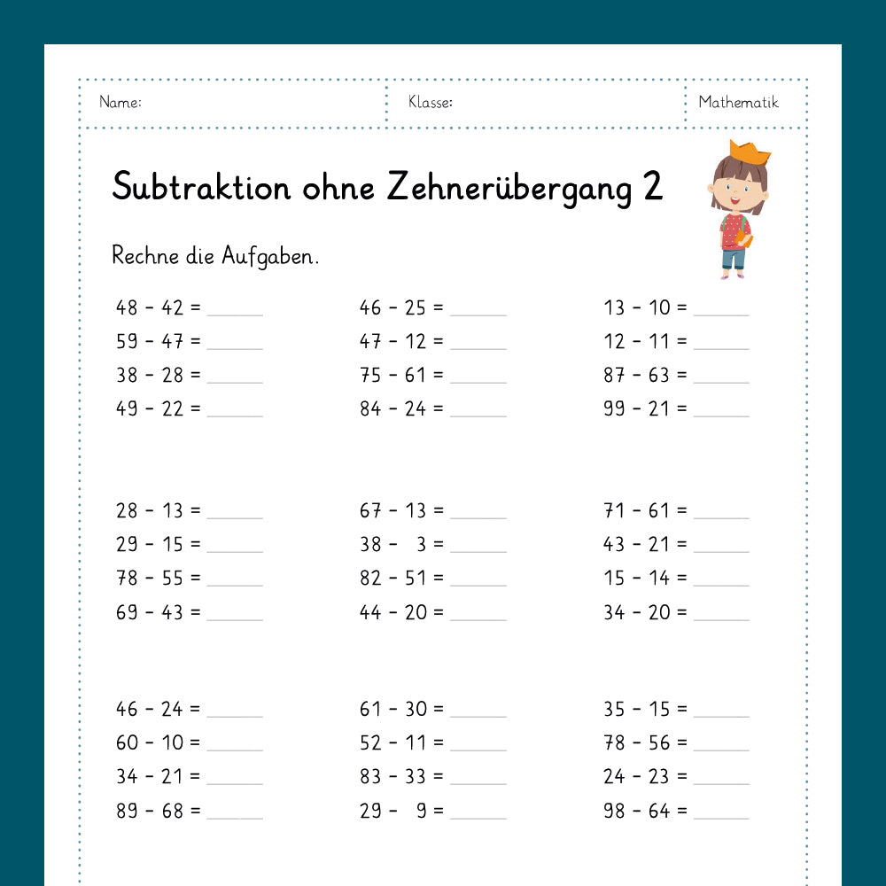 Ausdrucken Mathe 2 Klasse K nigspaket Subtrahieren Im Zr 100 Ausdrucken mathe 2 klasse k nigspaket subtrahieren im zr 100