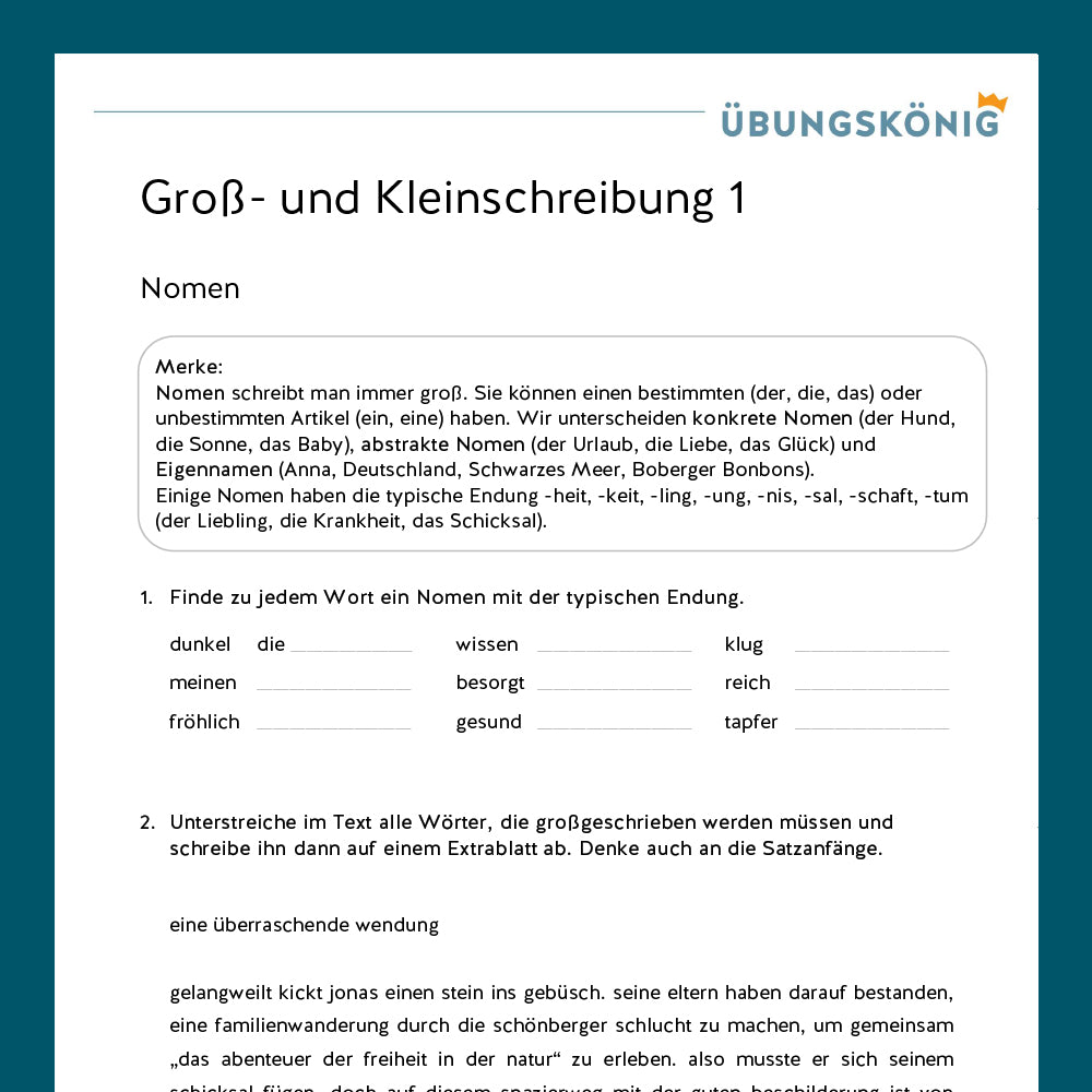 Königspaket: Groß- und Kleinschreibung (Deutsch, Rechtschreibung) - inklusive Test