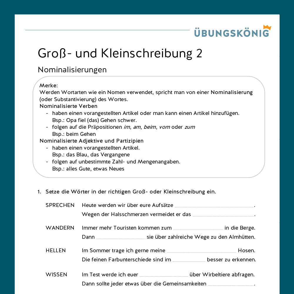 Königspaket: Groß- und Kleinschreibung (Deutsch, Rechtschreibung) - inklusive Test