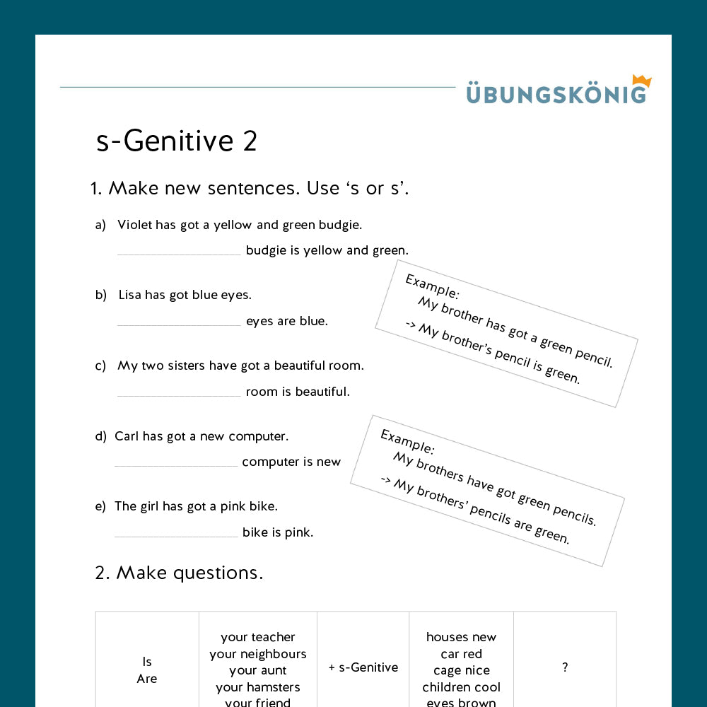 Königspaket: s-genitive - mit Test (Englisch, 5. Klasse)