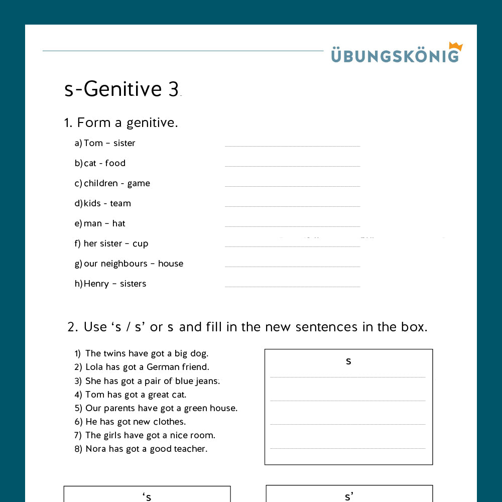 Königspaket: s-genitive - mit Test (Englisch, 5. Klasse)