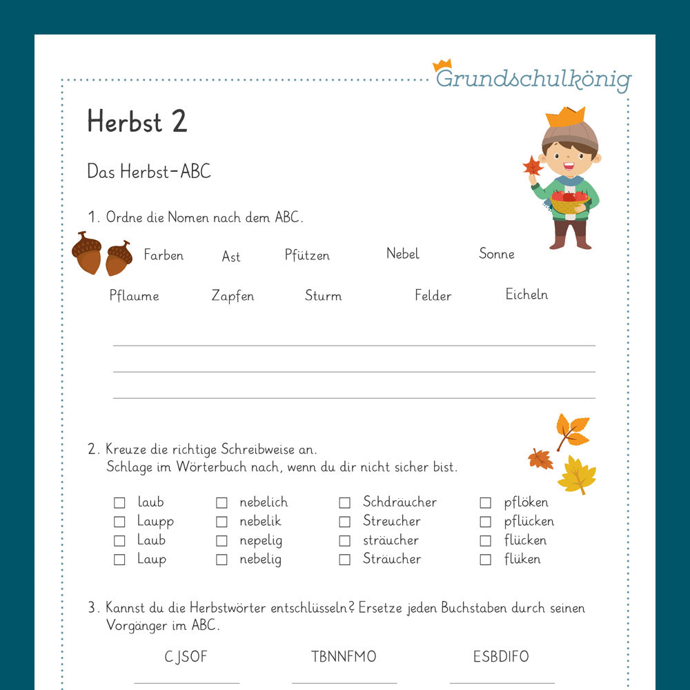 Königspaket: Herbst (Deutsch, 3. Klasse)