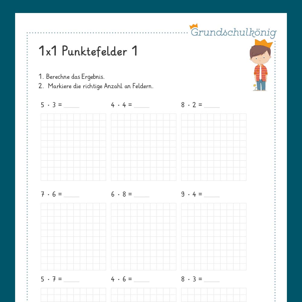 Königspaket: Punktefelder markieren (Mathe, 2. Klasse) - inklusive Test