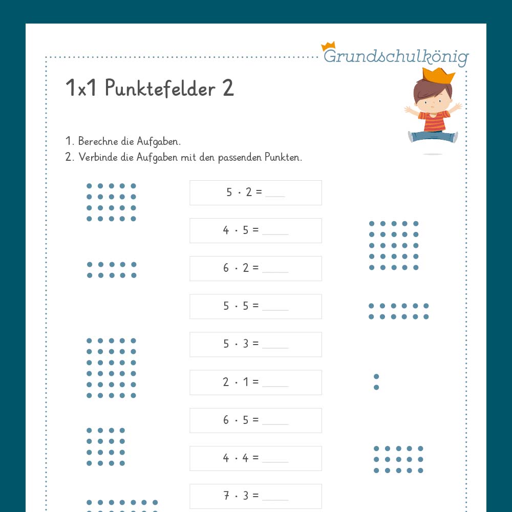 Königspaket: Punktefelder verbinden (Mathe, 2. Klasse) - inklusive Test