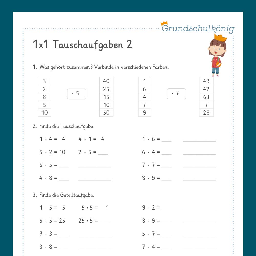 Königspaket: Tauschaufgaben im 1x1 (Mathe, 2. Klasse)