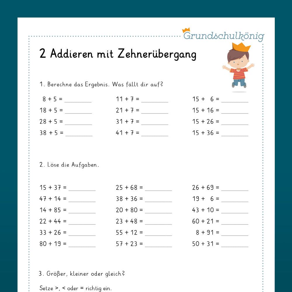 Mathe, 2. Klasse: Wiederholung des Jahresstoffs 3