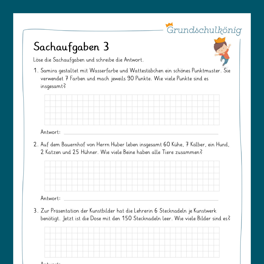 Königspaket: Sachaufgaben (Mathe, 3. Klasse) - inklusive Test!