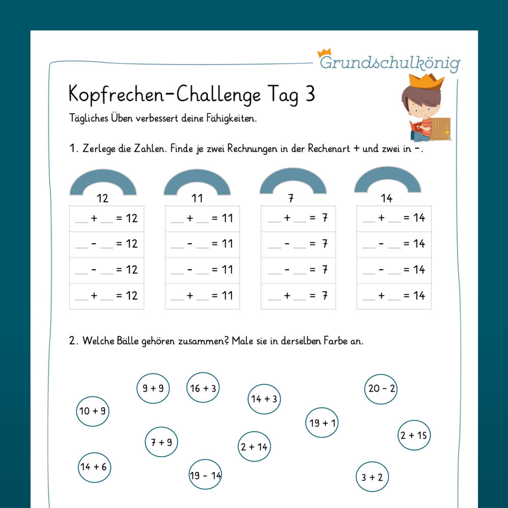 Die 14-Tage-Kopfrechen-Challenge im Zahlenraum 20