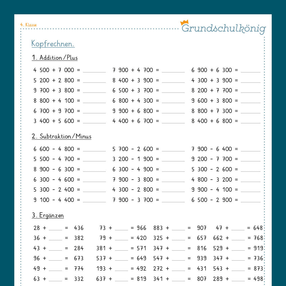 Mathe, 4. Klasse: Fit für den Übertritt - Teil 2