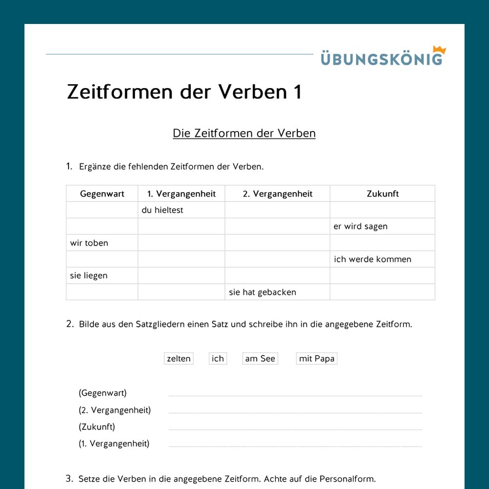 K nigspaket Zeitformen Der Verben Gemischte Aufgaben Deutsch Mitt K nigspaket zeitformen der verben gemischte aufgaben deutsch mitt