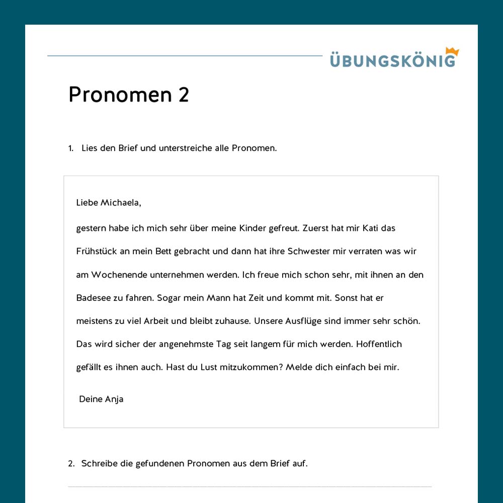 Königspaket: Pronomen (Deutsch, Mittelschule)